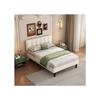 Lit - MUVOE - 140x190 - Tissu sherpa beige - Pieds en fer - Design simple