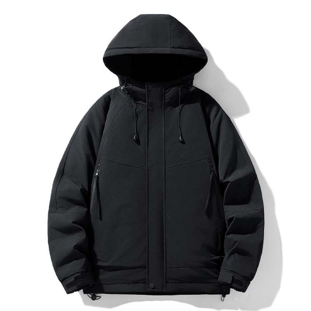 New Outdoor Windproof and Warm Thickened Hooded Winter Clothing Solid Color Tooling Jacket Down Jacket