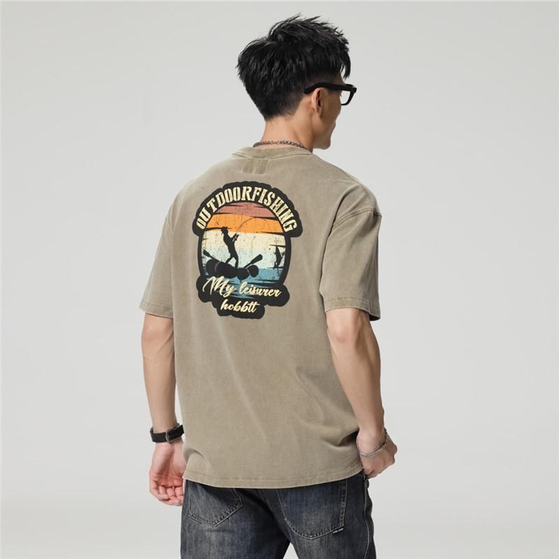 Herr 230g Tungvikt T-shirt i Ren Bomull, 2025 Ny Stil, Kortärmad, Sommar Lös Passform, Amerikanskt Trendigt Märke.