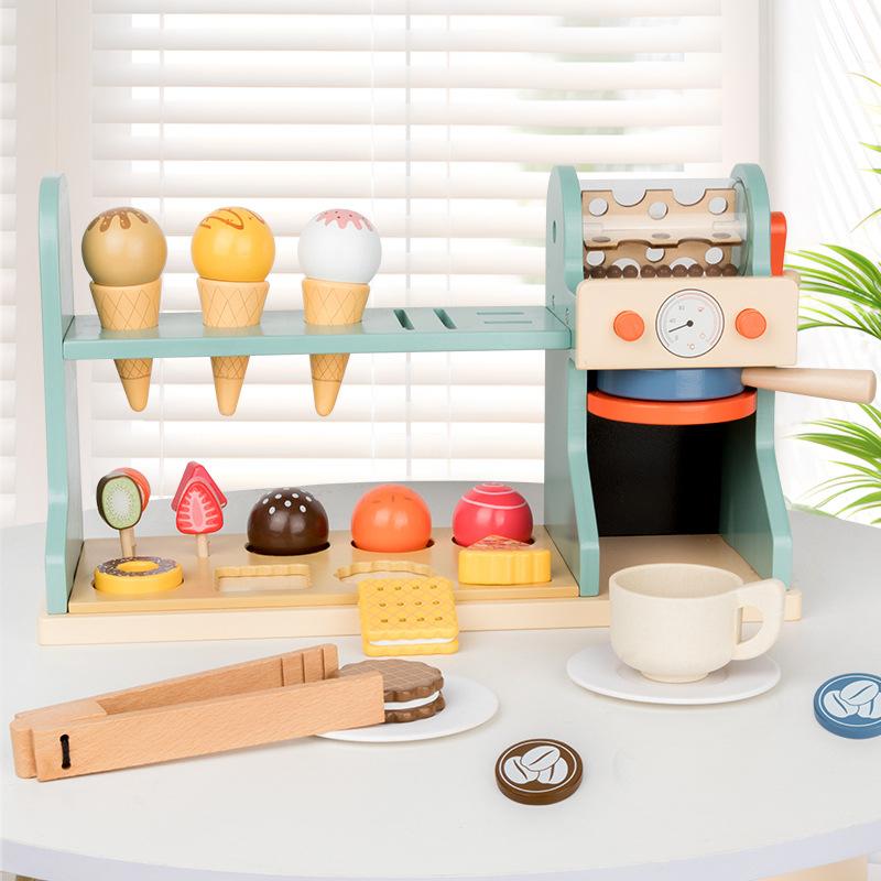 Wooden emulation macaron ice cream cone commissary desserts ins wind building block chiche le playhouse toys