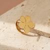 Golden Plated Brushed Flower Open Adjustable Ring for Women Elegant Statement Jewelry Gift