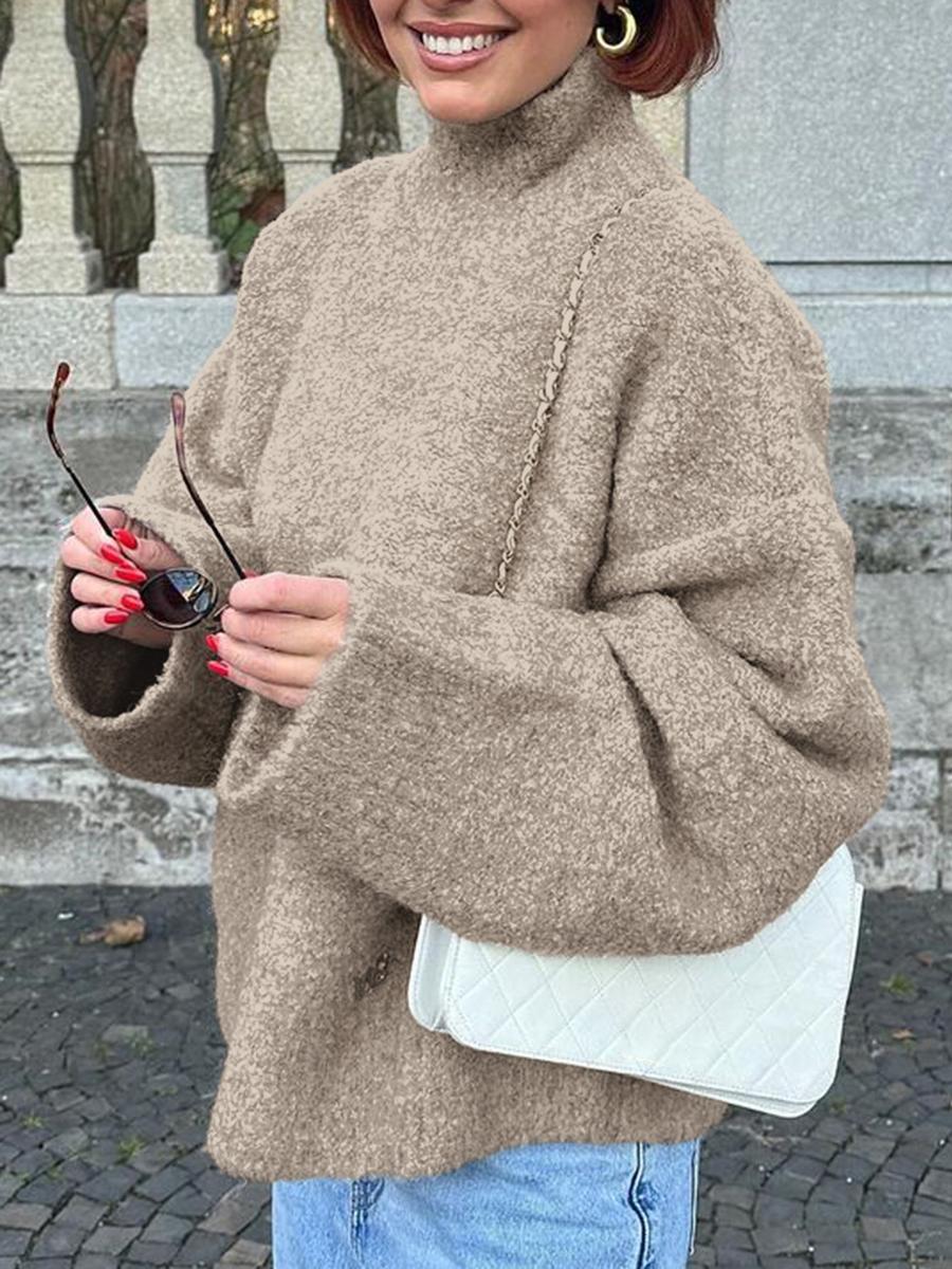 Casual Knit Long Sleeve Coat Sweater Women s Fall Winter XL хаки