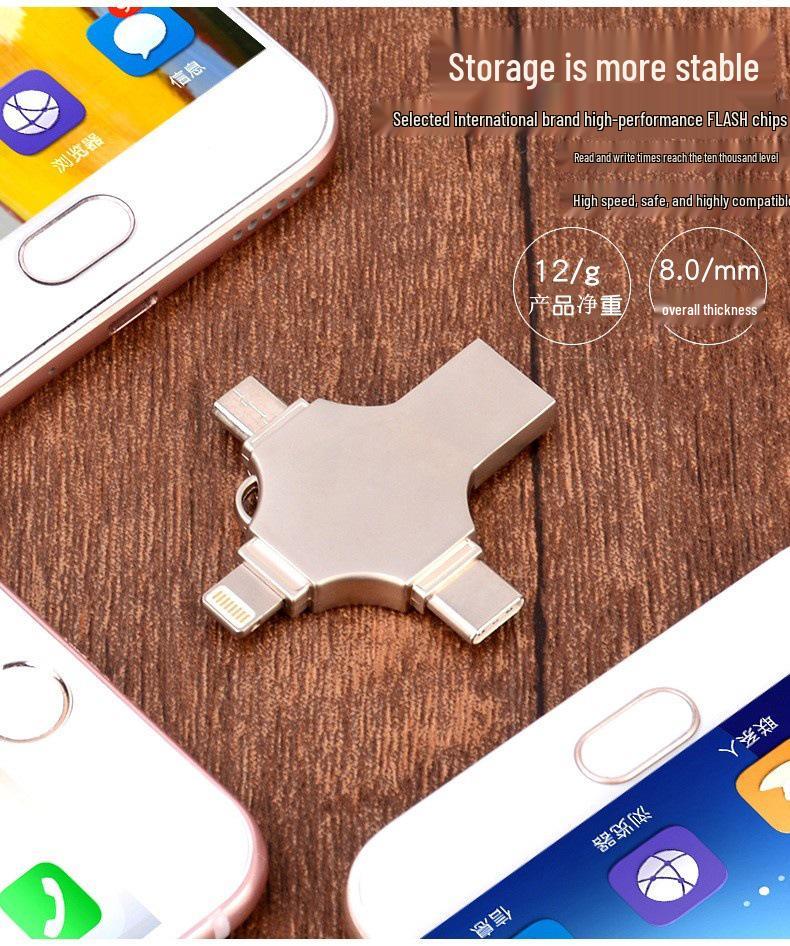 Compatible High-Speed 4-in-1 USB Interface for Apple & Android (64GB, 128GB, 256GB, 512GB, 1TB)