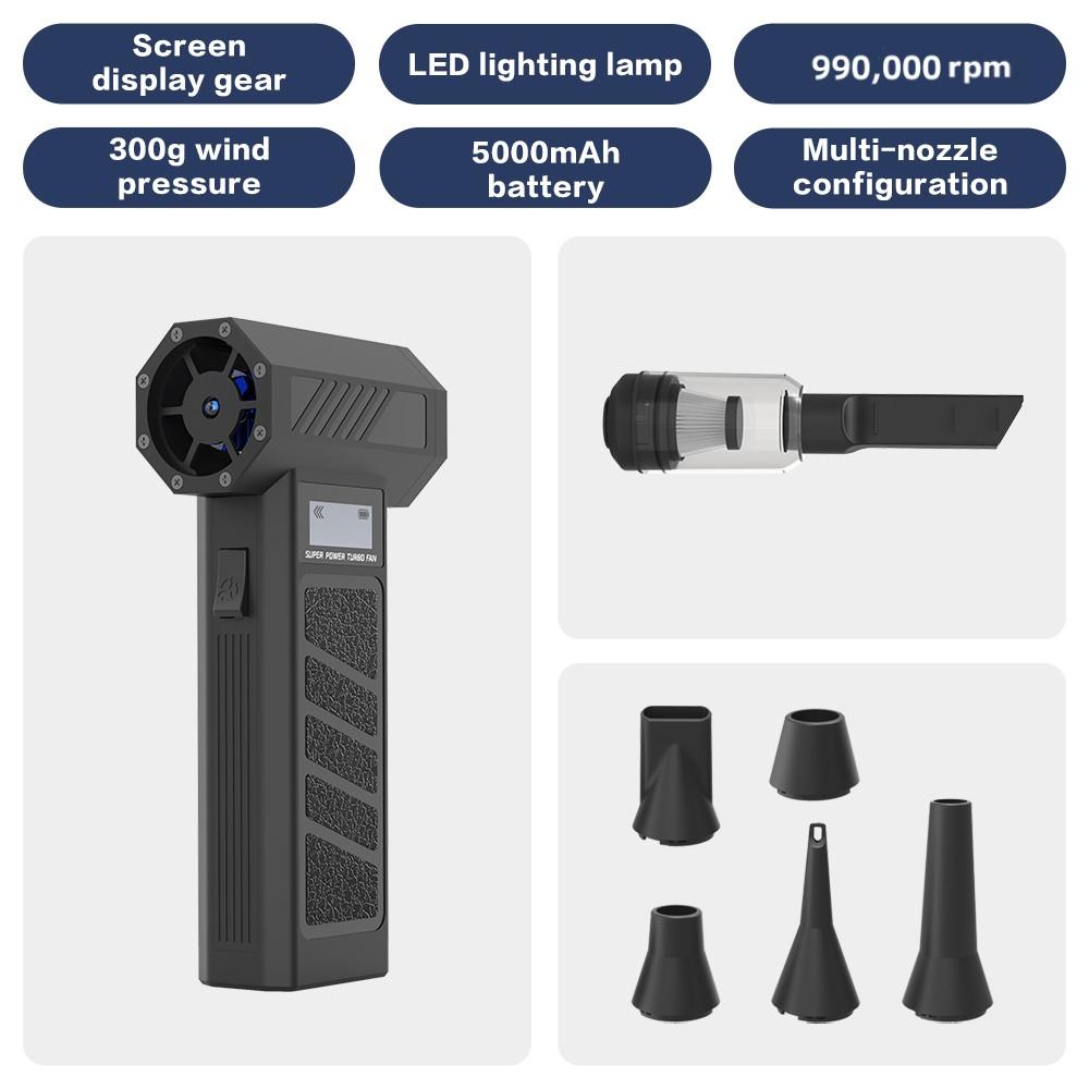 990000RPM Hurricane Dust Blower Wireless Compressed Air Duster High-speed Violent Fan 4-Speed Adjustable Turbo Jet Blower