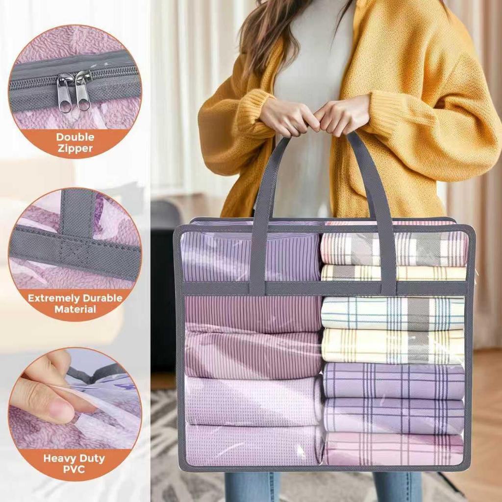 Large Capacity Transparent Waterproof Storage Bag for Clothes and Quilts