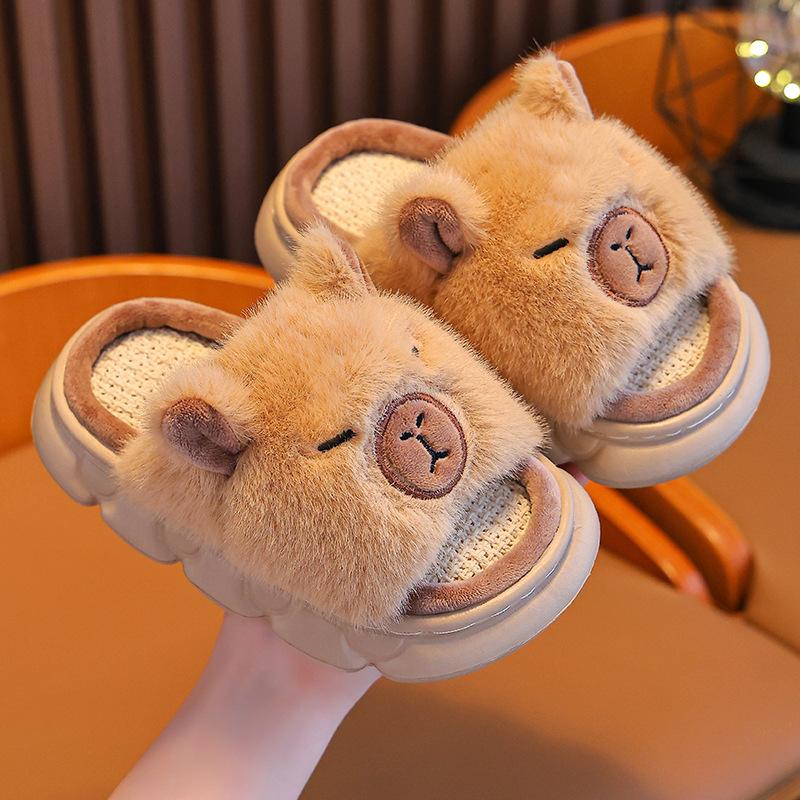 Capybara Tøfler Barnesandaler Vår Høst Lin Gulvsko Innendørs Pustende Hjemmetøfler Sklisikre Tegneserietøfler