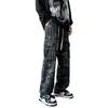 Spring and autumn trendy brand tooling camouflage elastic waist jeans boys multi-pocket design niche straight wide-leg pants