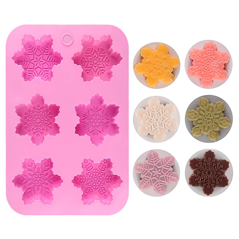 3D Christmas Snowflake Silicone Candle Molds DIY Handmade Soap Chocolate Cake Decoration Baking Mold Christmas Party Gift