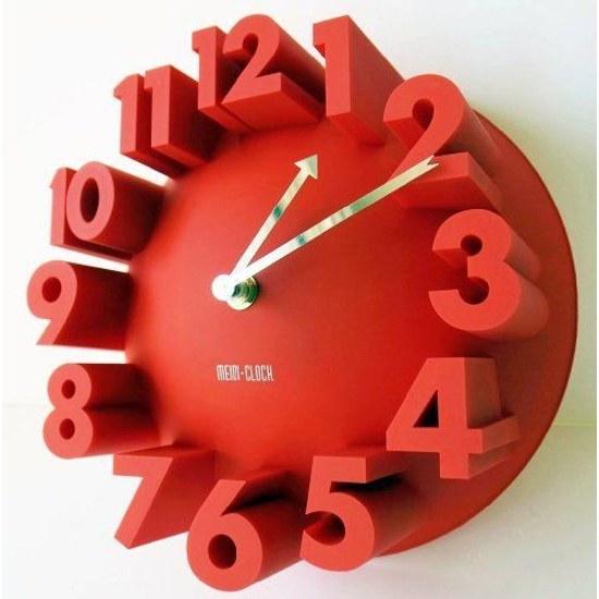 Art 3D Number Round Wall Clock (Red)