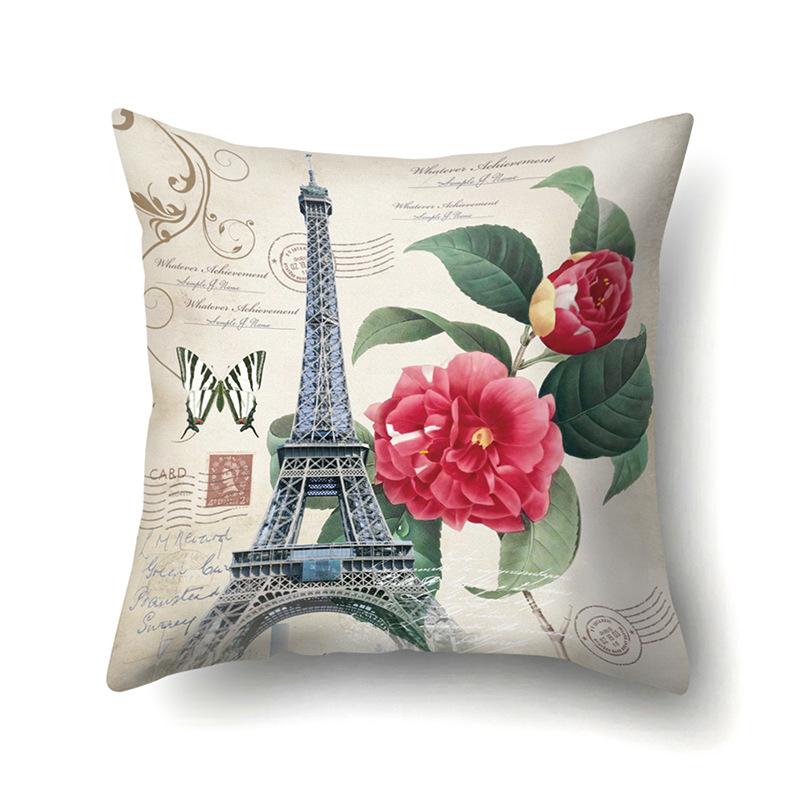 Polyester Pillowcase Automobile Decoration Retro Print Pillowcase Waist Cushion Cover Tower Bedside Cushion Cover