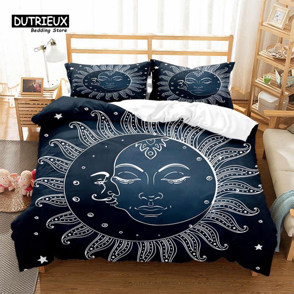 Hamsa Hand Duvet Cover Boho Exotic Sun And Moon Bedding Set Luxury Galaxy Astrology Comforter Cover Full Queen For Adults Kids