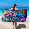 Cute Cartoon Mermaid Printed Beach Towel Ultra Soft Thickened Microfiber Swimming Shawl for Travel Surf Outdoor Sports Bath