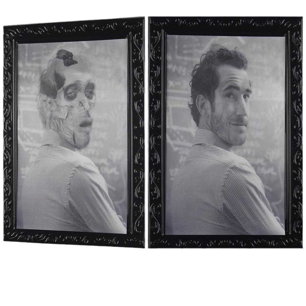 Halloween Decoration 3D Change Face Expression Moving Ghost Portrait Photo Frame Horror Party Castle Haunted House Props Decor