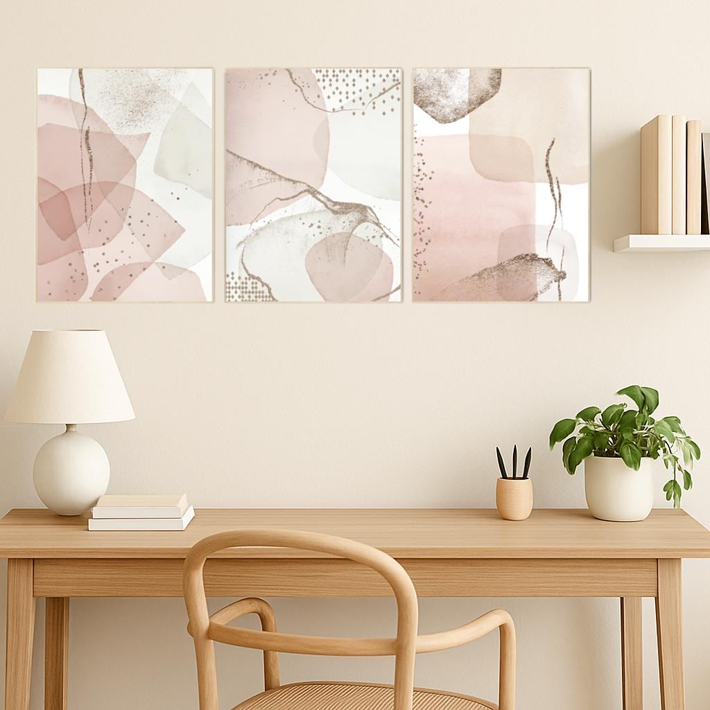 Blush Abstract Geometric Prints Modern Minimalist Wall Art Set Canvas Poster Prints Home Bedroom Living Room Decoration Gift