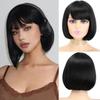 Harajuku Women Layered Wig Cosplay Pink Black Orange Short Wigs Bob Straight Hair Wigs  for Women