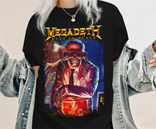 Футболка Megadeth Винтажная с коротким рукавом Унисекс Черный Хлопковый Футболка S-2345XL Унисекс Футболка XXXXL