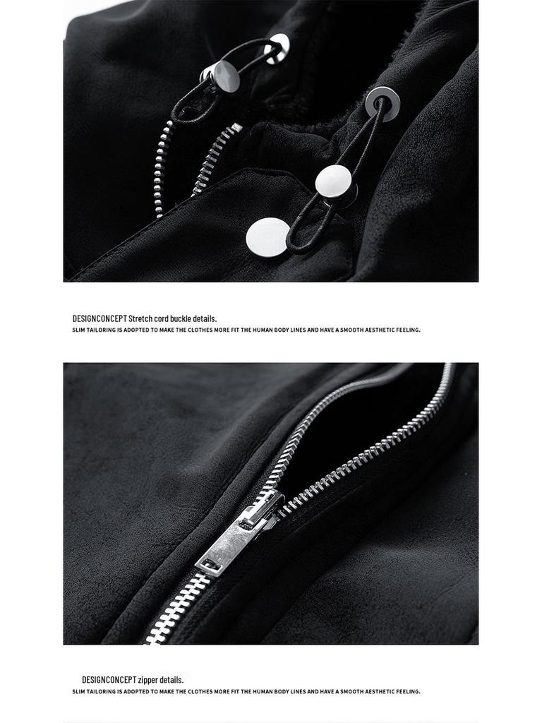 2025 Winter Men's Hooded Cotton Jacket with Faux Rabbit Fur: Thick, Warm, Double-Sided, and Loose-Fit