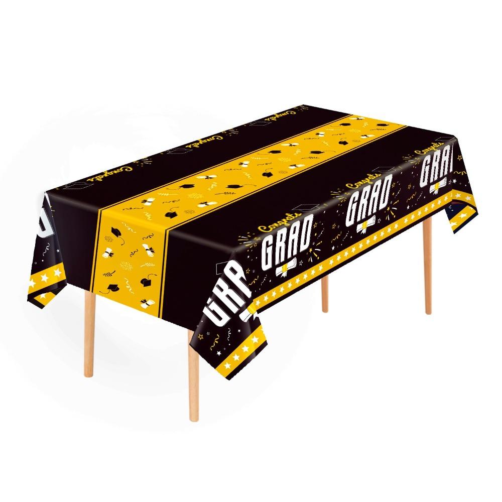 

PE Material Graduation Tablecloth Waterproof Plastic Wear-Resistant Disposable Table Cover Stars Design Graduation Cap чёрный