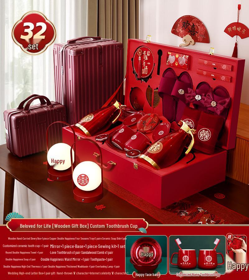 Bridal Dowry Box Set: Complete Red Wedding Toiletries & Gifts