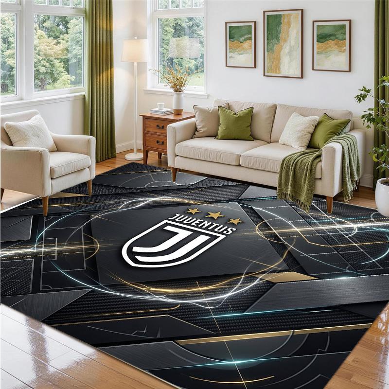 Juventus FC Design Crystal Velvet Rug Soft Decorative Mat for Bedroom Entrance