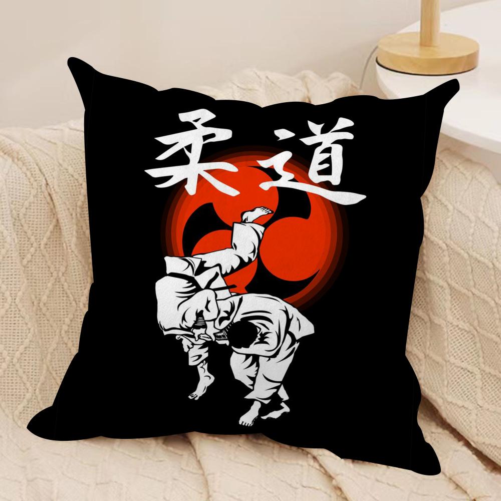 Sports Judo Martial Arts Cushion Cover Soft Plush DoubleSided Printed Sofa Pillow Cushion Cover Cozy AllSeason Decor Gift