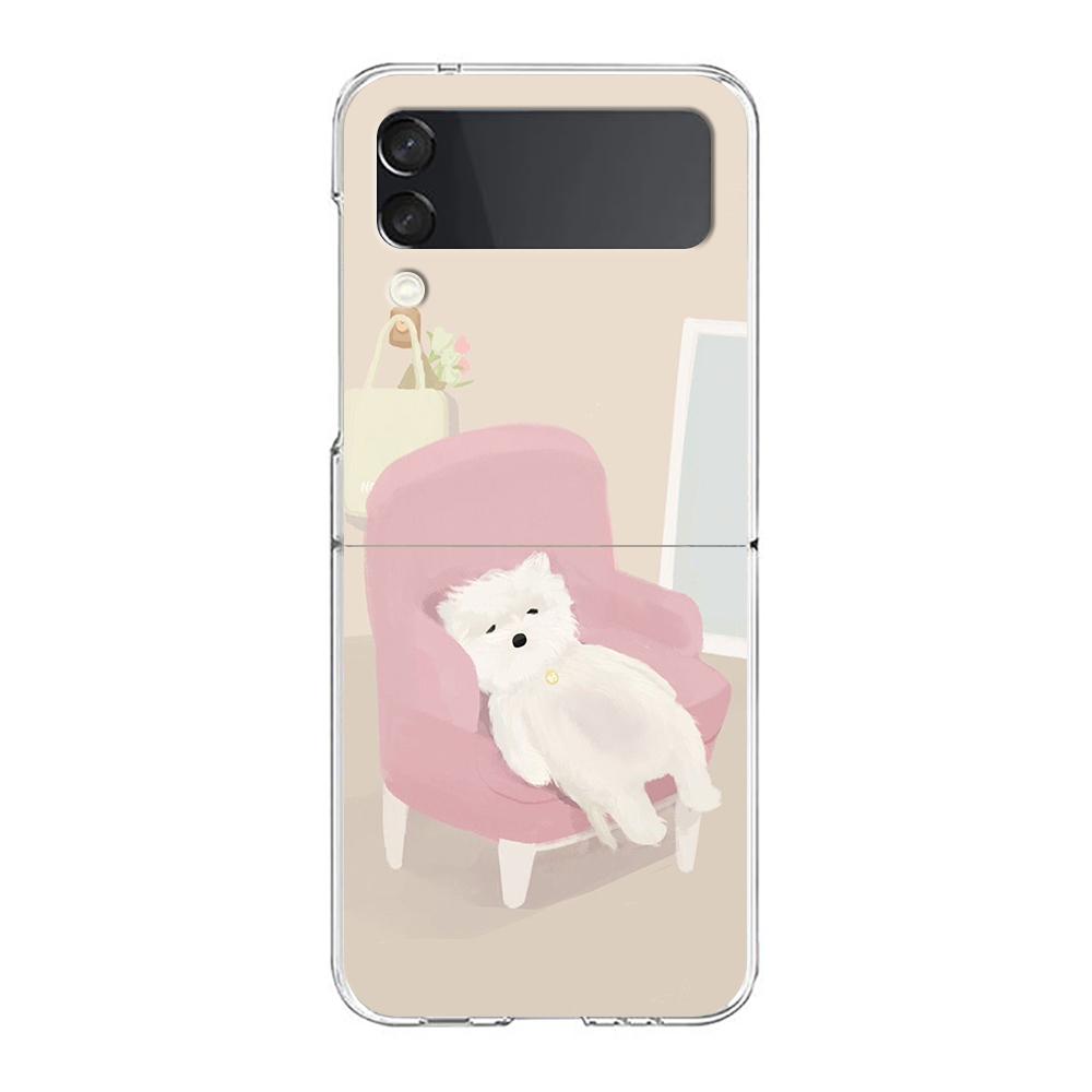 Transparent Phone Case For Samsung Galaxy Z Flip 3 4 5 6 7 Hard Folding PC Z Flip3 Flip4 Cover Dog Cat Couple