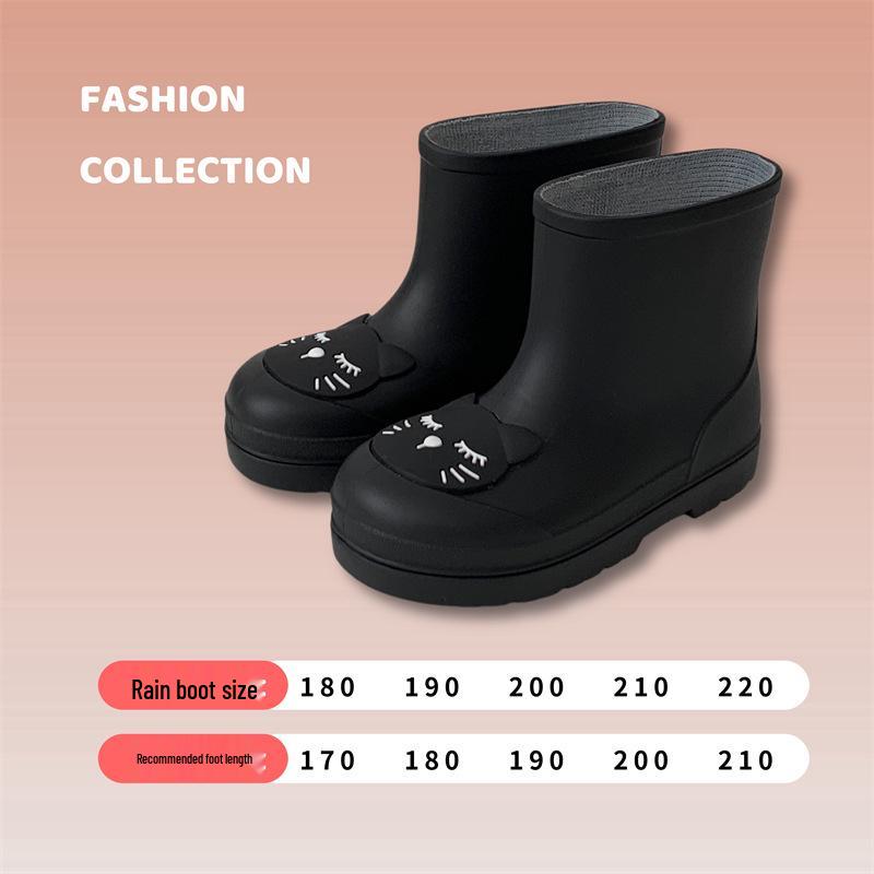 Kids' Cute Cat Rain Boots: Non-slip, Waterproof Medium-Height for Toddlers & Children