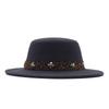 New big-brimmed top hat men's and women's retro British flat-top flat-brimmed woolen hat sun hat
