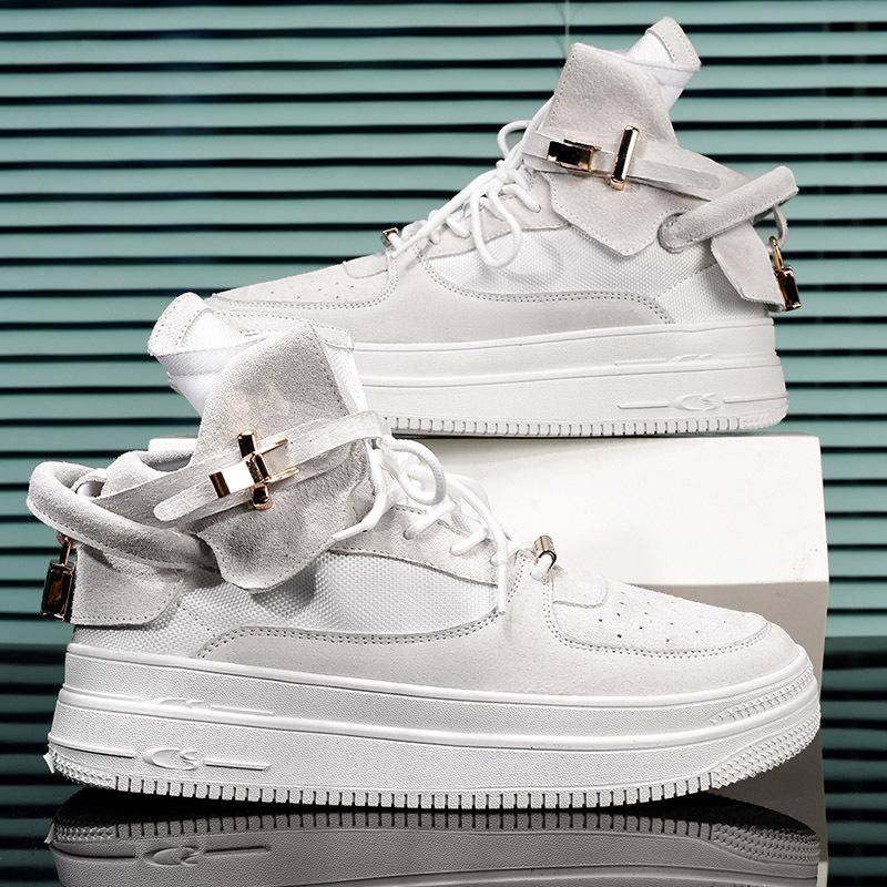 

Martin boots men s rhubarb boots autumn new leather boots British style mid-help tooling boots thick-soled high-top casual board shoes 45