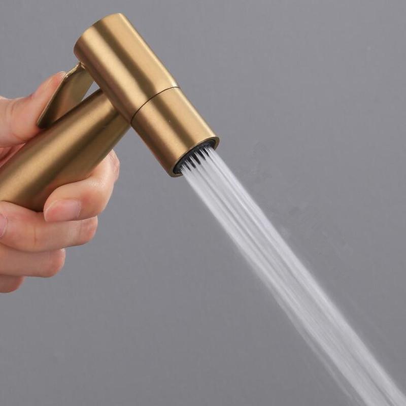 Tuqiu Hand Held Bidet Sprayer Douche Toilet Kit Brush Gold Shattaf 304 SUS Copper Valve Set Jet Bidet Faucet Set
