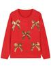 2025 Plus Size Retro Bow Casual Loose Women's Sweater