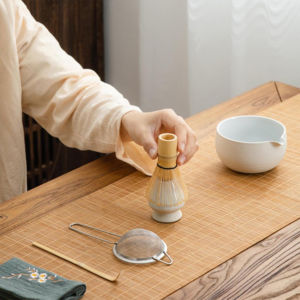 7 Piece Matcha Tea Set, Japanese Ceremonial Bowl, Complete with Whisk Holder,