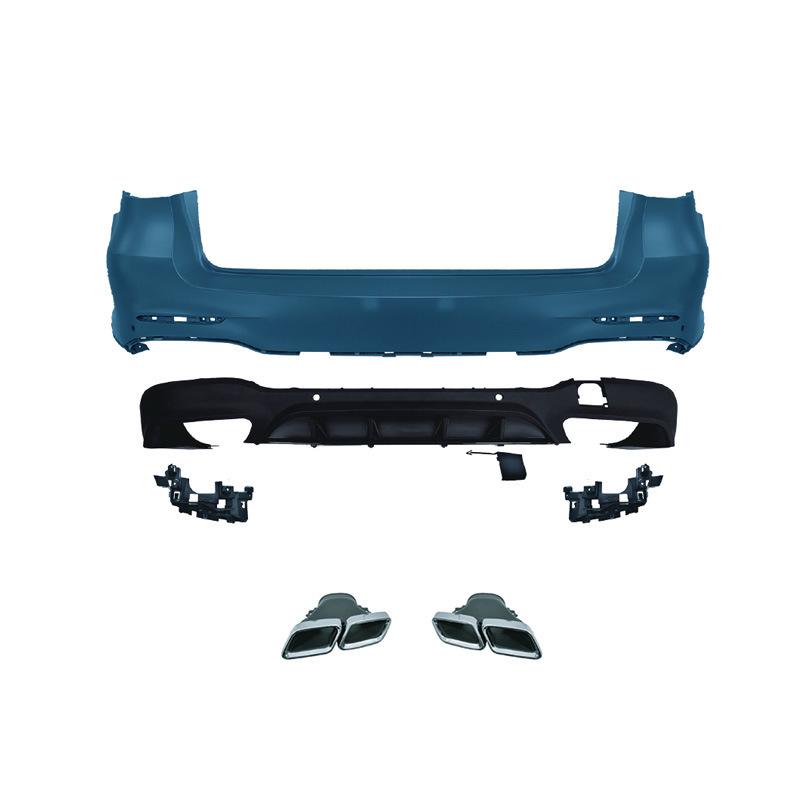 Compatible with Mercedes-AMG X253: GLC 63 front and rear bumpers, grille, and black/white/silver exhaust tips.