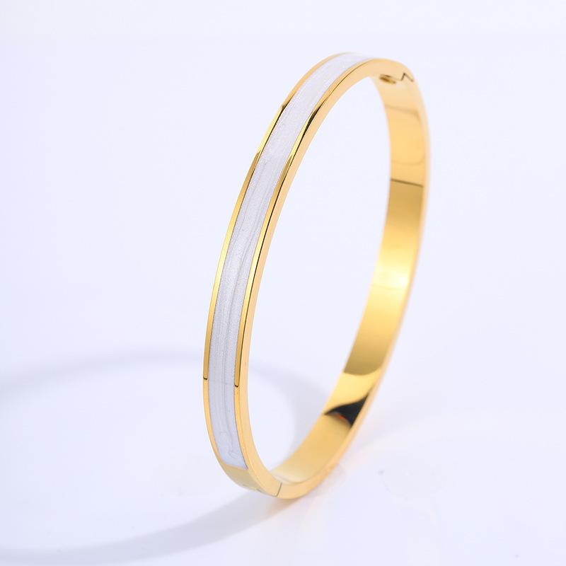 Htpwe Stainless Steel Zirconium Shell Bracelet For Women 18k Gold Plated Couple Holiday Gift Bracelet Party Daily Zircon