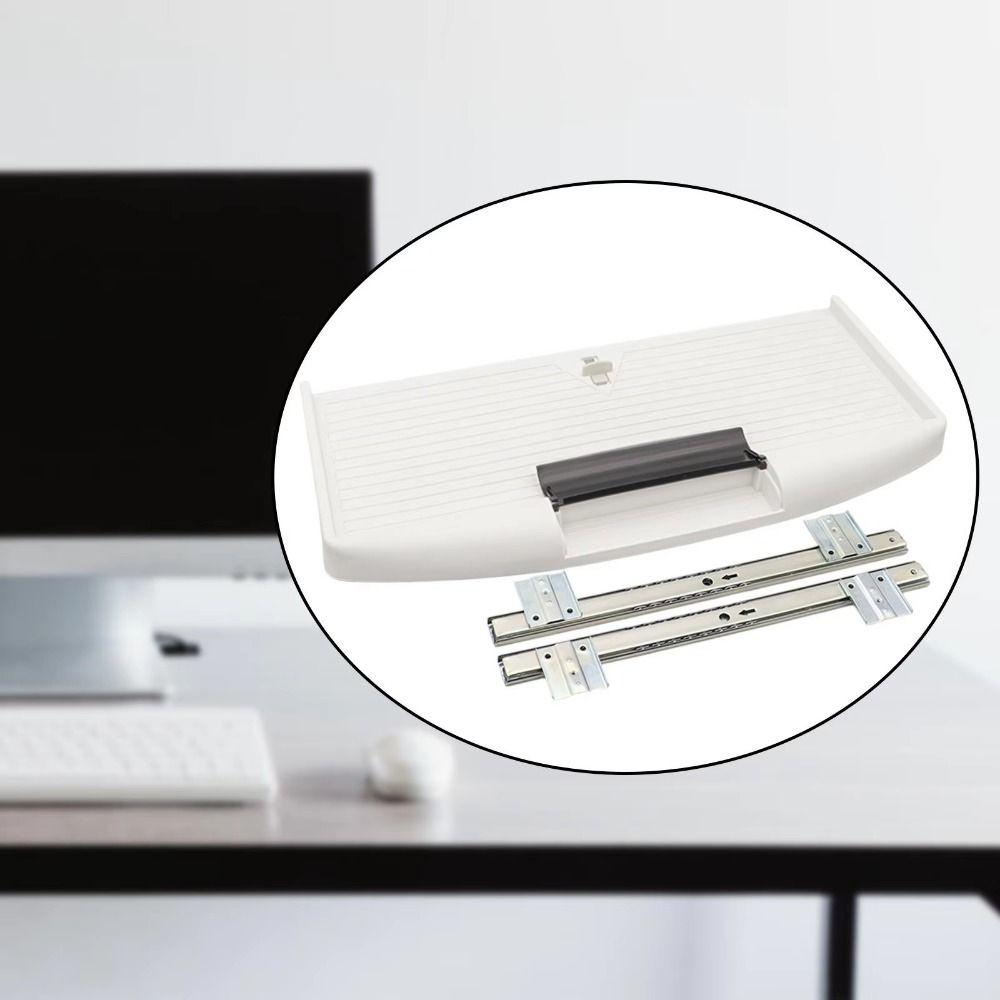 Heavy Duty Slide Rail Keyboard Storage Drawer Adjustable Retractable Keyboard Rack  Office