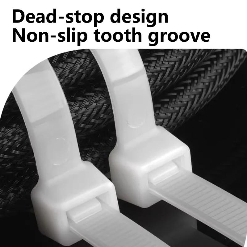500/1000PCS 3*100 3*150 4*200 Self-locking Plastic Nylon Tie White Cable Tie Fastening Ring Zip Wraps Strap Nylon Cable Tie Set for daily use