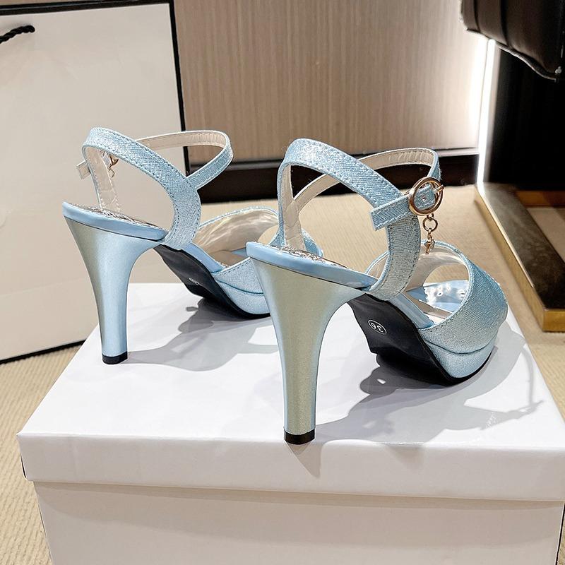 Fashion Beautiful 2025 New Summer Internet Celebrity High-heeled Sandals Women's Stiletto Versatile Fish Mouth Strap