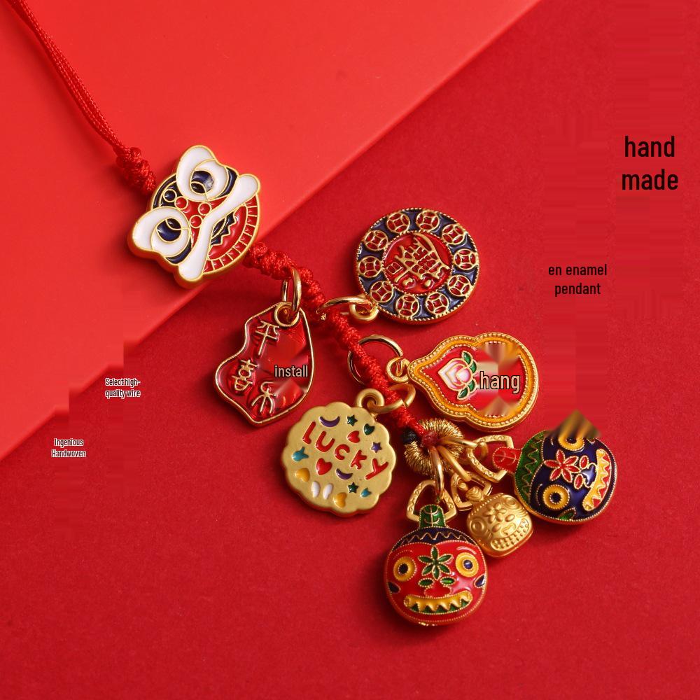 Goldener Glücksschlüsselanhänger: Reichtumsgott verschlingt Goldtier für Familie, perfekt als Auto- oder Handyanhänger.