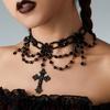 Ingemark Halloween Gothic Big Cross Jesus Pendant Choker Necklace for Women Multilayer Metal Chain Part Jewelry Accessories New
