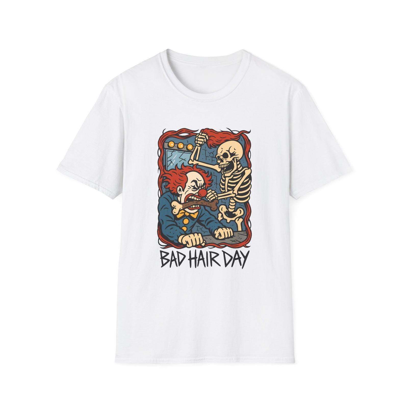 

Unisex Softstyle T-Shirt Clown Skeleton Fight Carnival Chaos Comedy S разноцветный