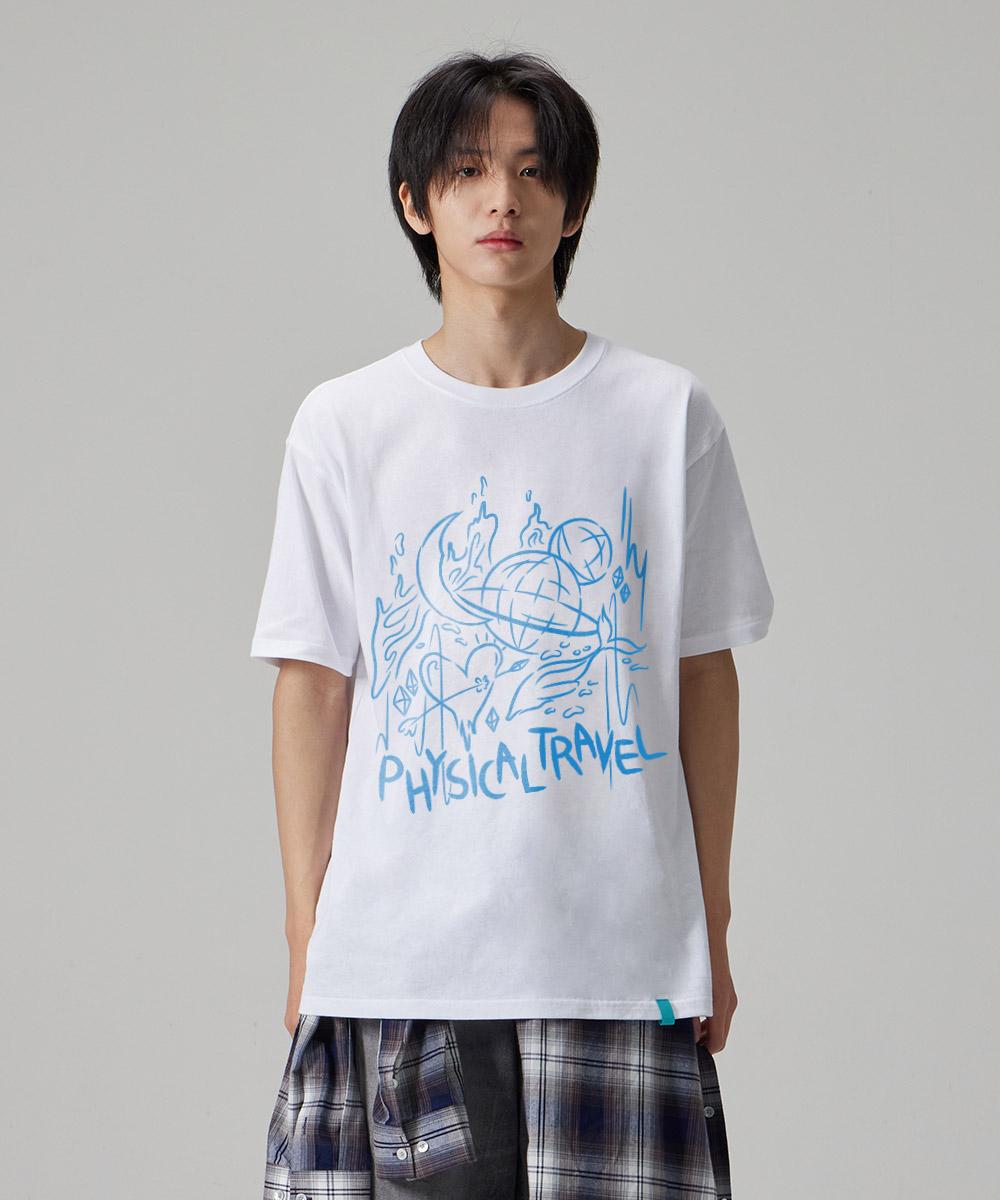 Astral Projection [Physical Travel] Cotton Loose Fit Short Sleeve T-Shirt_White M