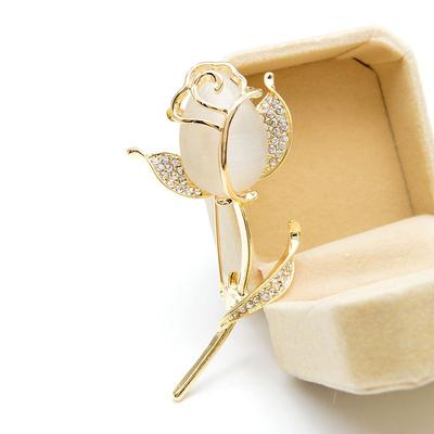 Mode Katzenaugen Diamant Tulpe Blume Brosche Damen Bekleidungszubehör Jacke Korsage