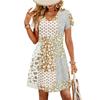Modisches Damenkleid mit Print, V-Ausschnitt, kurzärmelig, locker, lässig, für den Strandurlaub