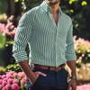 Chemise Décontractée Rayée pour Homme à Impression Numérique 3D à Manches Longues