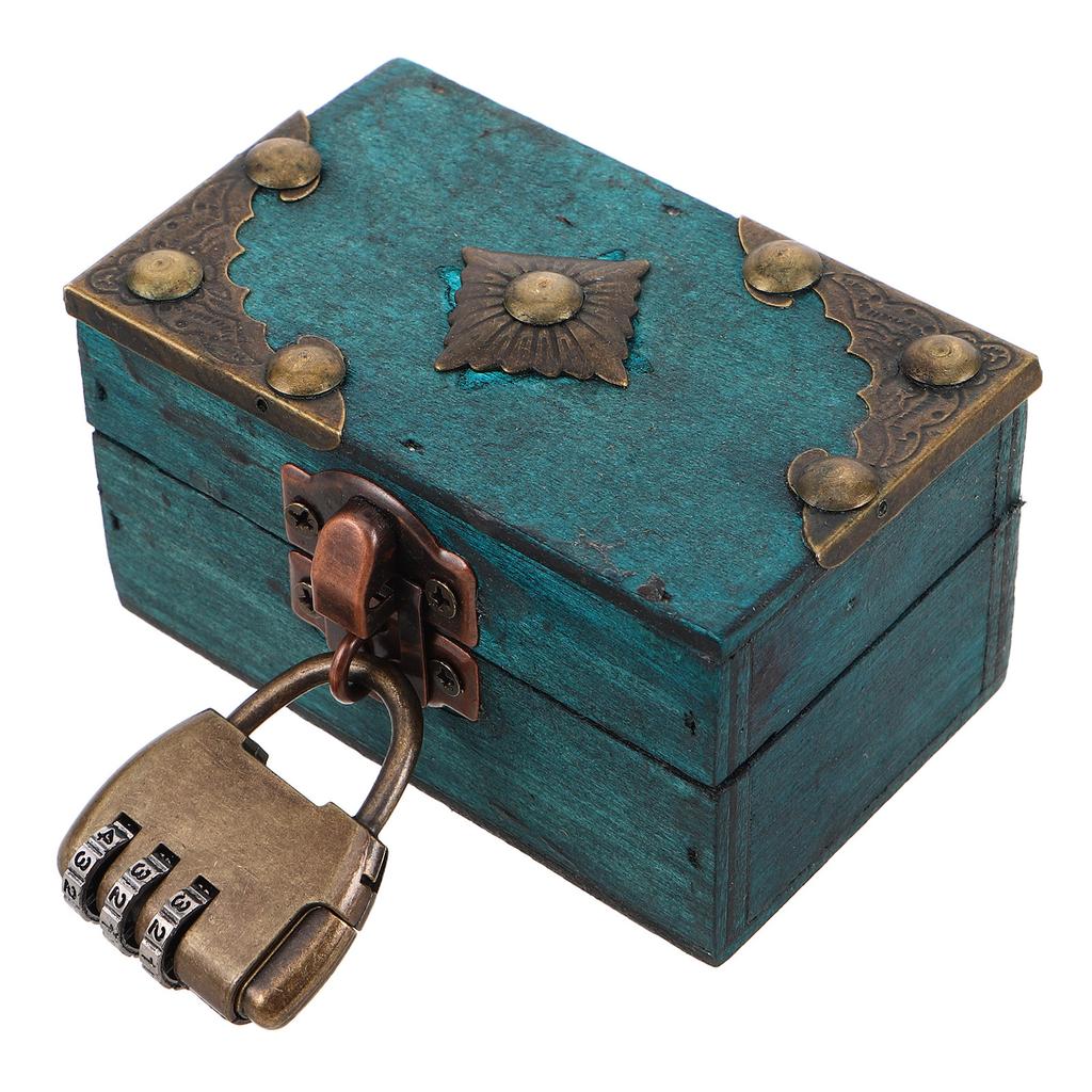 Vintage Jewelry Box Wooden Box Home Desktop Jewelry Storage Box With Password Lock Window Displays Treasure Chest Home Decor