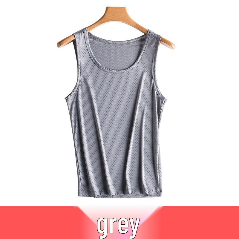 

Men s Slim Fit Ice Silk Mesh Vest - Breathable Summer Fitness Tank L