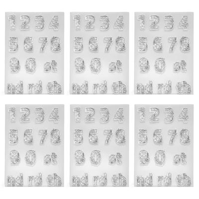 6 ks Priehľadné pečiatky DIY Dekoratívne Čísla Slová Transparentné pečiatky pre Diár Výrobu kariet Scrapbooking