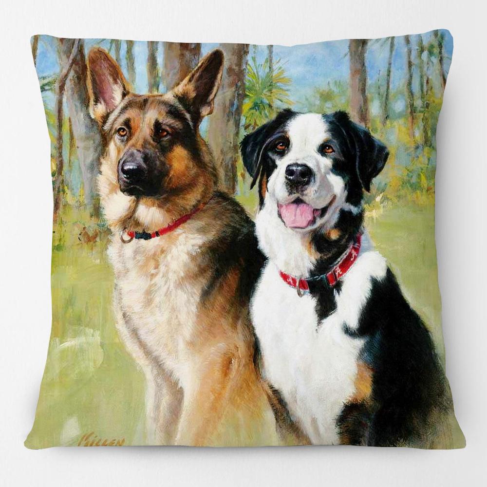 European Great Hunting Dogs Drahthaars Black Labrador Dog Poster Animals Painting Cushion Covers Decorative Pillowcase For Sofa