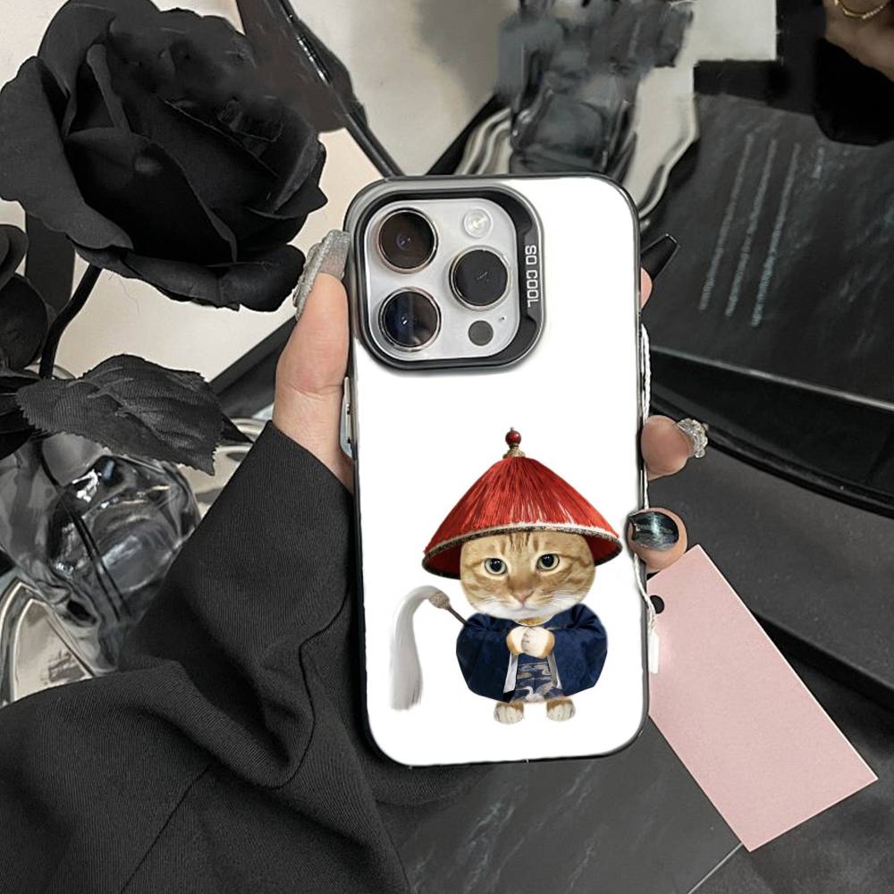 Big-eyed goofy CAT Mouse Phone Case For IPhone 16 17 15 14 12 13 Pro Max Black Color Shockproof Cover