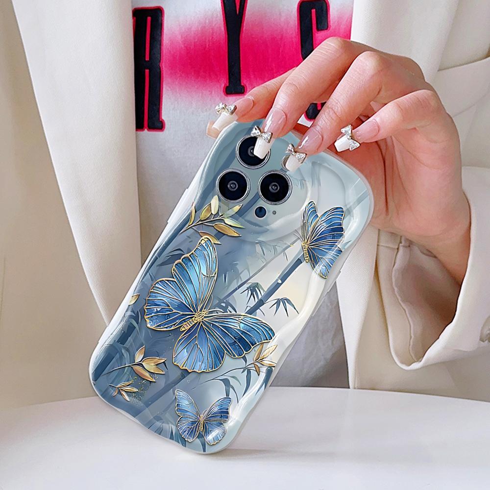 Cartoon Pattern Cream Texture Casing Wavy Edge Soft Silicone Cover Phone Case for IPhone Samsung Huawei Honor Xiaomi Redmi Infinix Tecno